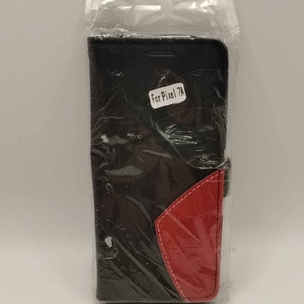 Black and Red Leather Phone Case for Pixel 7a